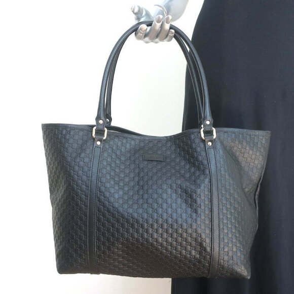Gucci Handbags - Gucci Outlet Microguccissima Joy Tote Black Leather Large Shoulder Bag